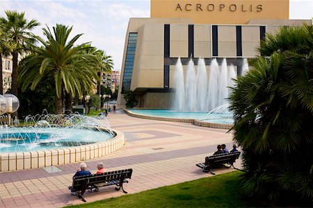 simsearch:625-01751994,k - Fountain in front of a building, Acropolis Conference Center, Nice France Stock Photo - Premium Royalty-Free, Code: 625-01751458