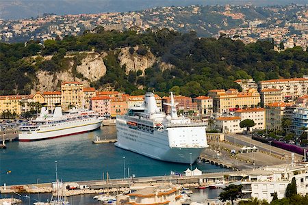 High angle view of cruise ships docked at a harbor, Nice, France Stock Photo - Premium Royalty-Free, Code: 625-01751472