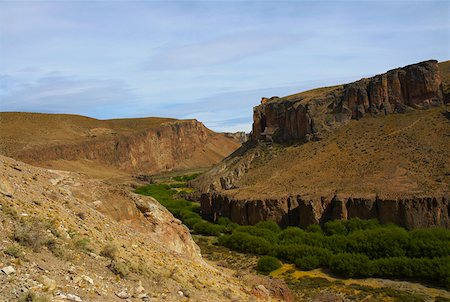 Trees surrounded by mountains, Pinturas River, Patagonia, Argentina Stock Photo - Premium Royalty-Free, Code: 625-01751644