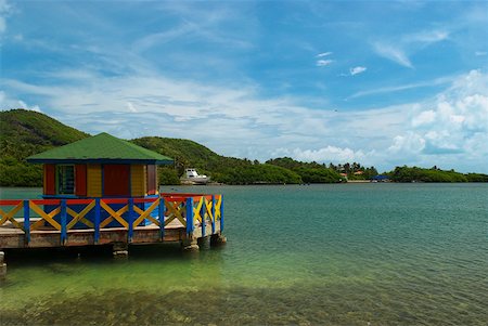 san andres - Gazebo in the sea, Lovebird's Bridge, Providencia, Providencia y Santa Catalina, San Andres y Providencia Department, Colombia Fotografie stock - Premium Royalty-Free, Codice: 625-01751765