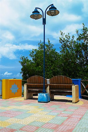 san andres - Lamppost at an observation point, Providencia, Providencia y Santa Catalina, San Andres y Providencia Department, Colombia Fotografie stock - Premium Royalty-Free, Codice: 625-01751796