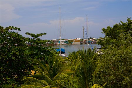 simsearch:625-01098275,k - Boat docked at a harbor, French Harbour, Rotan, Bay Islands, Honduras Foto de stock - Royalty Free Premium, Número: 625-01751962