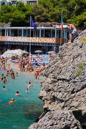 simsearch:625-01750751,k - High angle view of tourists swimming in the sea, Marine Piccola Beach, Capri, Campania, Italy Stock Photo - Premium Royalty-Free, Code: 625-01751994