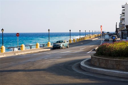 signage on the beach - Road at the seaside, Rhodes, Dodecanese Islands, Greece Stock Photo - Premium Royalty-Free, Code: 625-01752189