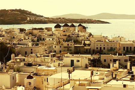 simsearch:841-02899499,k - High angle view of building in a town, Mykonos, Cyclades Islands, Greece Fotografie stock - Premium Royalty-Free, Codice: 625-01752462