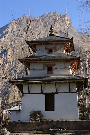 simsearch:625-01752967,k - Low Angle View einer Pagode vor einem Berg, Muktinath, Annapurna Range, Himalaya, Nepal Stockbilder - Premium RF Lizenzfrei, Bildnummer: 625-01752964