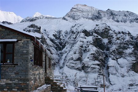 simsearch:625-01752967,k - Haus vor einem Schnee bedeckt Berg, Annapurna Range, Himalaya, Nepal Stockbilder - Premium RF Lizenzfrei, Bildnummer: 625-01752967