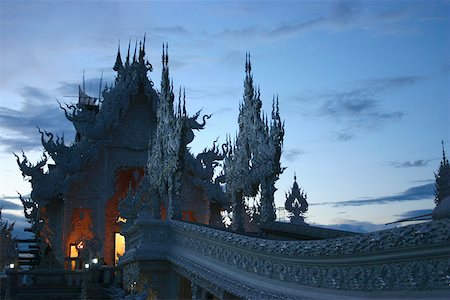 Silhouette of a temple, Wat Rong Khun, Chiang Rai, Thailand Stock Photo - Premium Royalty-Free, Code: 625-01752998