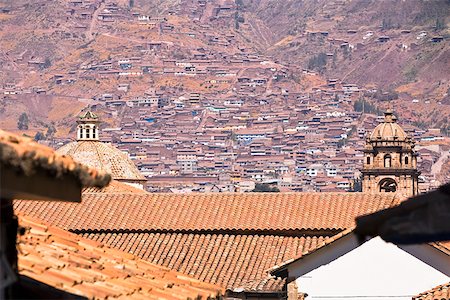 simsearch:841-03065927,k - High section view of bell towers in a city, San Blas, Cuzco, Peru Stock Photo - Premium Royalty-Free, Code: 625-01753330