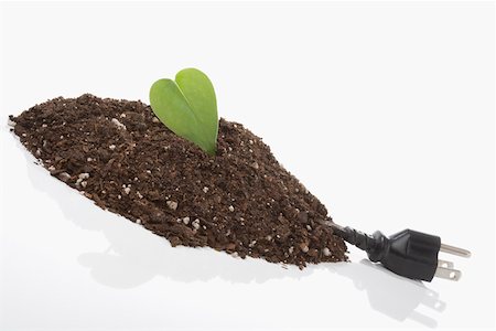 simsearch:625-02265907,k - Three pin plug with leaf and soil Stock Photo - Premium Royalty-Free, Code: 625-02265930