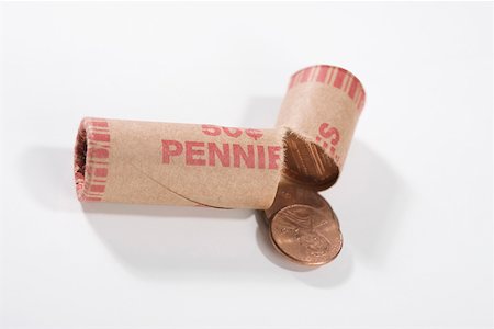 simsearch:625-01743767,k - Close-up of a broken coin roll of pennies Stock Photo - Premium Royalty-Free, Code: 625-02265976