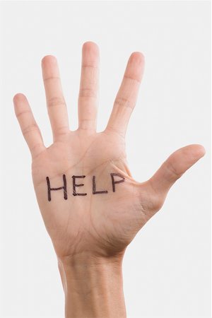 recorder - Text HELP written on a person's palm Foto de stock - Sin royalties Premium, Código: 625-02266024