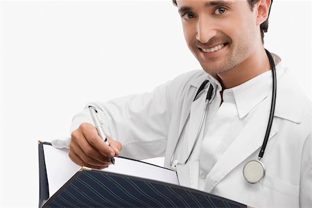 simsearch:625-02929220,k - Portrait of a male doctor holding a pen Stock Photo - Premium Royalty-Free, Code: 625-02267235