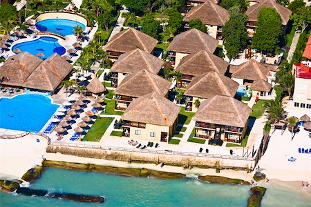 High angle view of tourist resorts on the beach, Playa Del Carmen, Quintana Roo, Mexico Stock Photo - Premium Royalty-Free, Code: 625-02267897