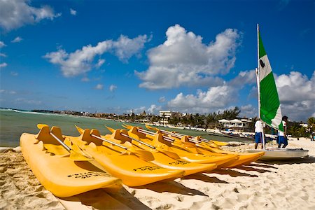 Kayaks sur la plage, Playa Del Carmen, Quintana Roo, Mexique Photographie de stock - Premium Libres de Droits, Code: 625-02268005