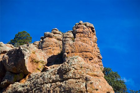Low angle view of a rock formation, Sierra De Organos, Sombrerete, Zacatecas State, Mexico Stock Photo - Premium Royalty-Free, Code: 625-02268114