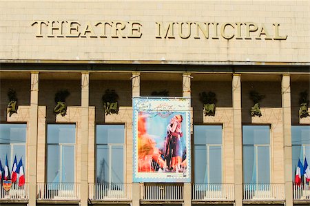 poster - Text mounted on the wall of a movie theater, Theatre Municipal, Le Mans, Sarthe, France Stock Photo - Premium Royalty-Free, Code: 625-02928084