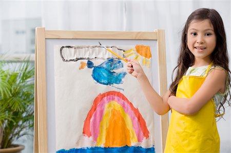 educación artística - Portrait of a schoolgirl painting in an art class Foto de stock - Sin royalties Premium, Código: 625-02928939