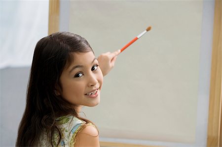 Portrait d'une peinture d'écolière dans une classe d'art Photographie de stock - Premium Libres de Droits, Code: 625-02928977