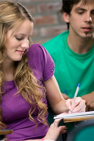 simsearch:625-02930319,k - Two university students studying in a classroom Stock Photo - Premium Royalty-Free, Code: 625-02929789