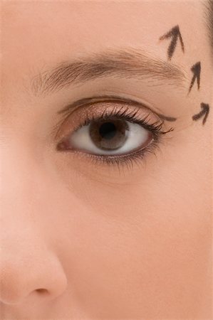 simsearch:700-00917680,k - Close-up of a young woman with pre-surgical markings on her face Stock Photo - Premium Royalty-Free, Code: 625-02932198