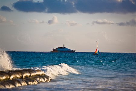 ship ocean wave - Cruise ship in the sea, Playa Del Carmen, Quintana Roo, Mexico Stock Photo - Premium Royalty-Free, Code: 625-02933294