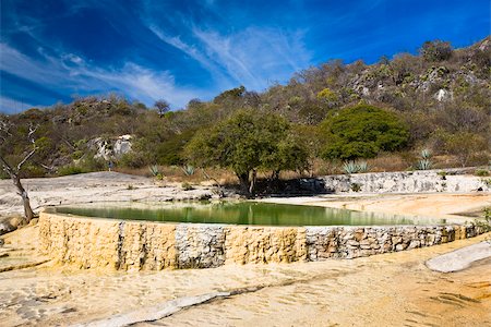 Thermal pool on a hill, Hierve El Agua, Oaxaca State, Mexico Stock Photo - Premium Royalty-Free, Code: 625-02933312