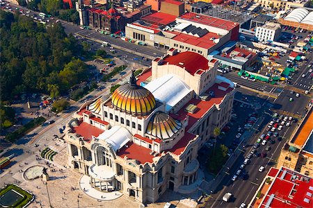 simsearch:625-01747787,k - Aerial view of a palace, Palacio De Bellas Artes, Mexico City, Mexico Fotografie stock - Premium Royalty-Free, Codice: 625-02933434