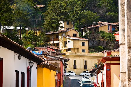 High angle view of buildings in a city, San Cristobal De Las Casas, Chiapas, Mexico Fotografie stock - Premium Royalty-Free, Codice: 625-02933449