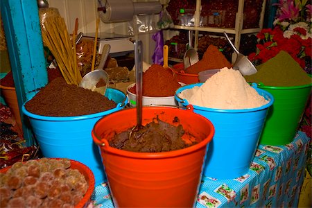 Spices at a market stall, Xochimilco, Mexico Stock Photo - Premium Royalty-Free, Code: 625-02933655