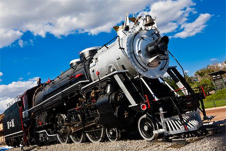 steam engine - Low angle view of a locomotive, Three Centuries Memorial Park, Aguascalientes, Mexico Stock Photo - Premium Royalty-Free, Code: 625-02933765