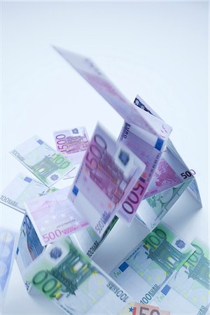 european currency - House of cards made of Euro notes collapsing Stock Photo - Premium Royalty-Free, Code: 628-05817688