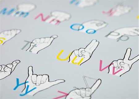 ABC of sign language Fotografie stock - Premium Royalty-Free, Codice: 628-05818061