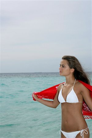 simsearch:628-00919233,k - Young girl wearing bikini, standing at the beach Stock Photo - Premium Royalty-Free, Code: 628-00919168