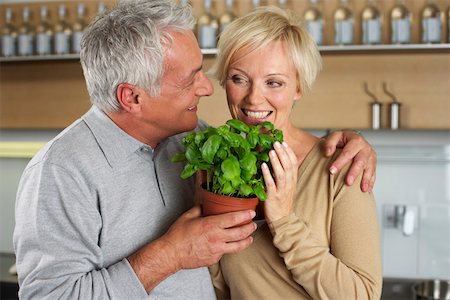 simsearch:628-01279142,k - Man and woman holding a pot of basil together, close-up Foto de stock - Royalty Free Premium, Número: 628-01278986