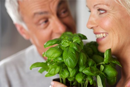 simsearch:628-01279142,k - Man and woman holding a pot of basil together, close-up Foto de stock - Royalty Free Premium, Número: 628-01279794