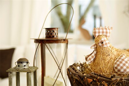 easter basket not people - Two hand lanterns on a wooden table, selective focus Stock Photo - Premium Royalty-Free, Code: 628-01494918