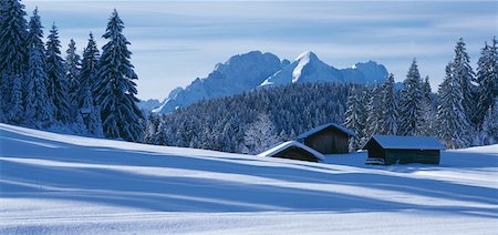 snow scene panoramic - Snowy mountain scenery Stock Photo - Premium Royalty-Free, Code: 628-02062627