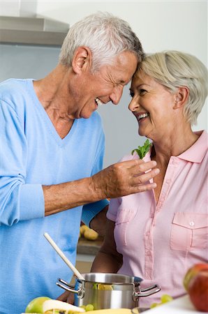 picture elderly people eating - Senior couple cooking together Stock Photo - Premium Royalty-Free, Code: 628-02615396