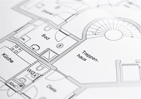 plan - Plan of a residential house Stock Photo - Premium Royalty-Free, Code: 628-02953862