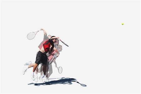 saque - Multiple Exposures of a Young Male Tennis Player Serving Foto de stock - Sin royalties Premium, Código: 622-05602782