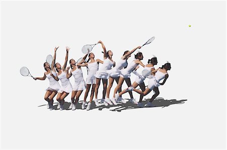 Expositions multiples d'une jeune femme Tennis Player portion Photographie de stock - Premium Libres de Droits, Code: 622-05602800