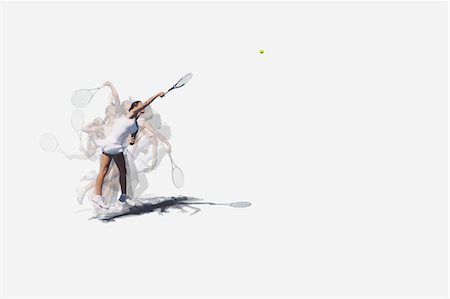 Expositions multiples d'une jeune femme Tennis Player portion Photographie de stock - Premium Libres de Droits, Code: 622-05602815