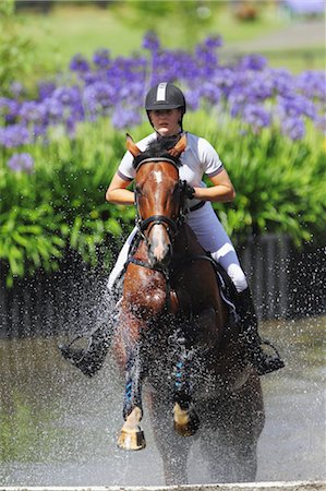Horse Rider Crossing Water, Equestrian Event Foto de stock - Sin royalties Premium, Código: 622-05786735