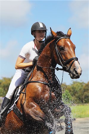 reiter- - Pferd Reiter Crossing Wasser, Pferdesport-Ereignis Stockbilder - Premium RF Lizenzfrei, Bildnummer: 622-05786743