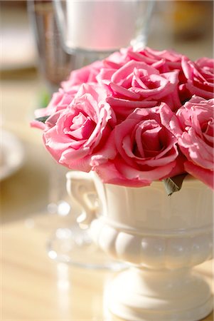 Close Up View Of Pink Roses In Vase Stock Photo - Premium Royalty-Free, Code: 622-06009747