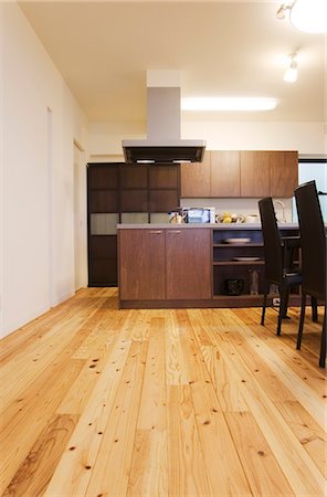 empty room with wooden floor - Modern Kitchen Interior Stock Photo - Premium Royalty-Free, Code: 622-06009873