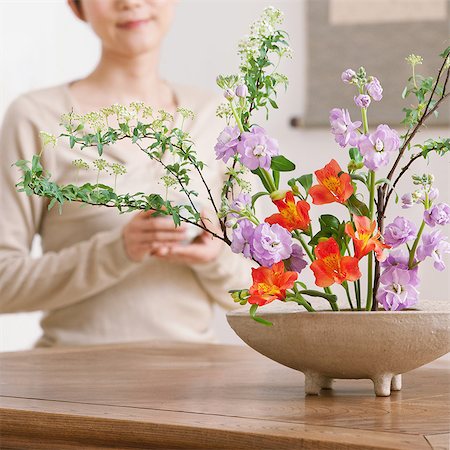 Flowers In Flowerpot With Woman In Background Stock Photo - Premium Royalty-Free, Code: 622-06164008