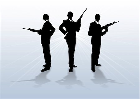 shadow hero - Three Gunmen With Gun Stock Photo - Premium Royalty-Free, Code: 622-06190951