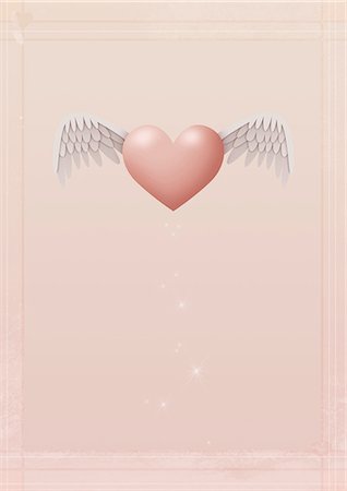 Heart With Angel Wings Against Colored Background Stock Photo - Premium Royalty-Free, Code: 622-06190964